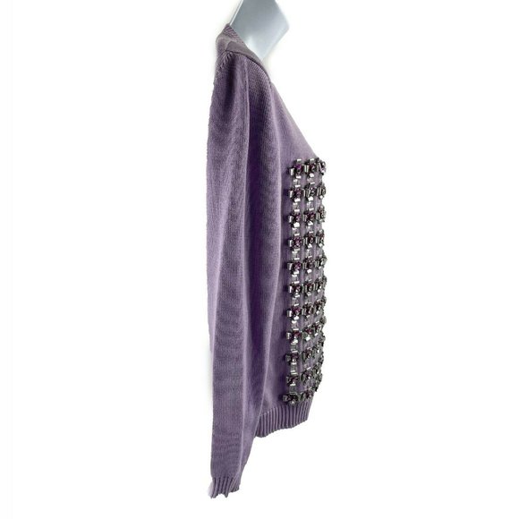 Mary Katrantzou - Crystal Flower Knit Sweater Top - Lilac, Purple, Grey - S - Picture 12 of 13